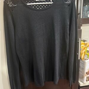 Sandro Black Long Sleeve Blouse